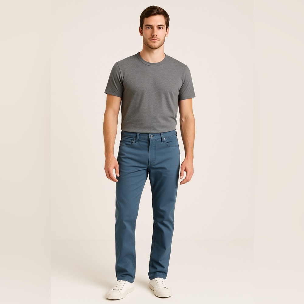 paperdenim&cloth Straight Leg Stretch Cotton Pants Blue Size 32x32